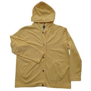 SAG HARBOR SPORT Sunny Yellow Hooded Button Up Jacket Women's Size Petite S